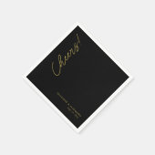 Serviette En Papier Personnalisé Or moderne "Bravo!" Mariage noir (Coin)