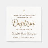 Serviette En Papier Personnalisé Or moderne et blanc Bébé fille baptêm (Devant)