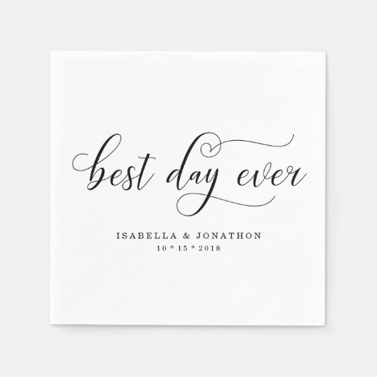 Serviette En Papier Personnalisé Personnalisé "Best Day Ever" Mariage  (Devant)
