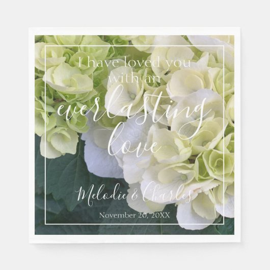 Serviette En Papier Personnalisé Personnalisé Hydrangea Blanc Élégant (Devant)