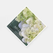 Serviette En Papier Personnalisé Personnalisé Hydrangea Blanc Élégant (Coin)