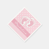Serviette En Papier Personnalisé Pink Baby Feet Blanc À petits pois Mo (Coin)