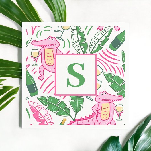 Serviette En Papier Personnalisé Prépa Alligator & Vin Sudiste