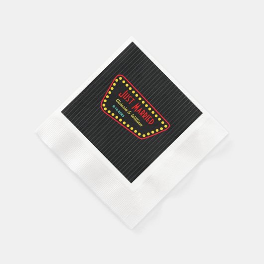 Serviette En Papier Personnalisé Retro Juste Marié Mariage Napkins (Coin)