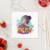 Serviette En Papier Personnalisé Retro Mama Pop Art (13) (En situation)