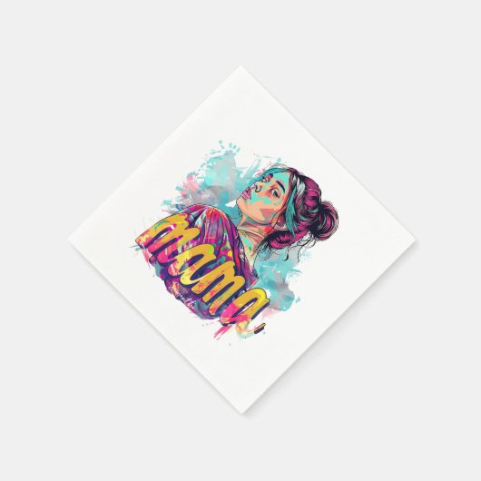 Serviette En Papier Personnalisé Retro Mama Pop Art (13) (Coin)