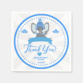 Serviette En Papier Personnalisé Rustic Blue Elephant Baby shower garç (Devant)