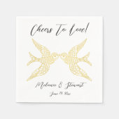 Serviette En Papier Personnalisé Rustic Faux Gold Swallow Bird Mariage (Devant)