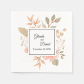 Serviette En Papier Personnalisé Rustique Automne Mariage Floral (Devant)