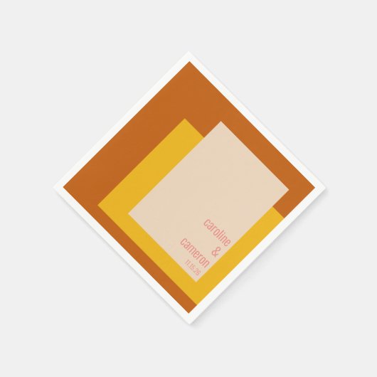 Serviette En Papier Personnalisé Style Retro Géométrique Earthy Boho C (Coin)