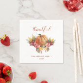 Serviette En Papier Personnalisé Thanksgiving Automne Orange Citrouill (En situation)