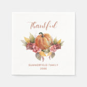 Serviette En Papier Personnalisé Thanksgiving Automne Orange Citrouill (Devant)