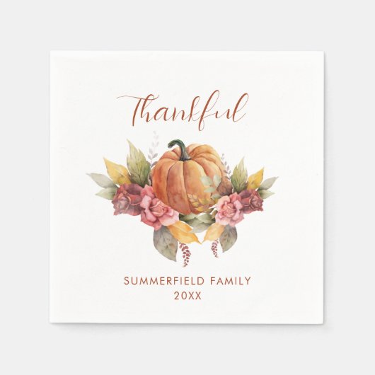 Serviette En Papier Personnalisé Thanksgiving Automne Orange Citrouill (Devant)