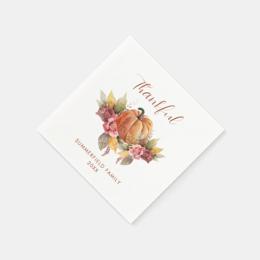 Serviette En Papier Personnalisé Thanksgiving Automne Orange Citrouill (Coin)
