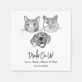 Serviette En Papier Personnalisé Trois Cocktail pour animaux Mariage d (Devant)