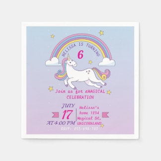 Serviette En Papier Personnalisé Unicorne Anniversaire de la fête Napl