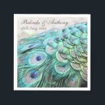 Serviette En Papier Personnalisé Vibrant Elégant Turquoise Peacock Fea<br><div class="desc">Ajoutez un élégant accent coloré à votre table mariage ou anniversaire avec ces magnifiques serviettes en papier peint paon customisées en brillant tirage photo-réaliste. Un design original disponible exclusivement chez ©GardenEden online store.</div>