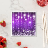 Serviette En Papier Personnalisé Violet Étoiles de chute Holiday Napki (En situation)