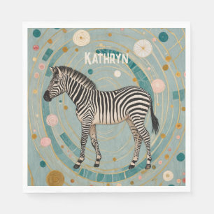 Serviette En Papier Personnalisé Whimsical Zebra