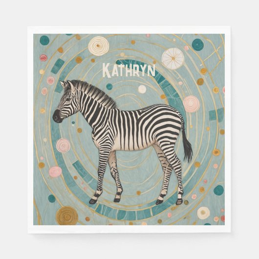 Serviette En Papier Personnalisé Whimsical Zebra (Devant)