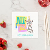 Serviette En Papier Personnalisé Wild & Three Zebra 3e anniversaire Na (En situation)