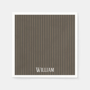 Serviette En Papier Personnalised brown retro pinstripes