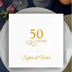 Serviette En Papier Personnalisée Elégante Simple 50ème Anniversaire