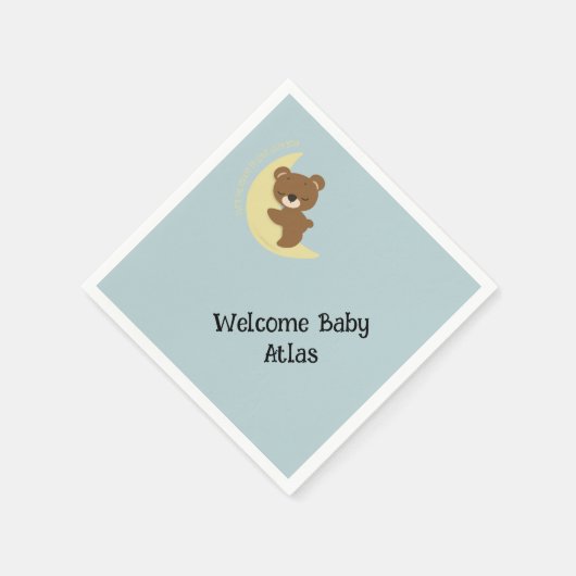 Serviette En Papier PersonnaliséOurs sur la lune baby shower serviette (Coin)