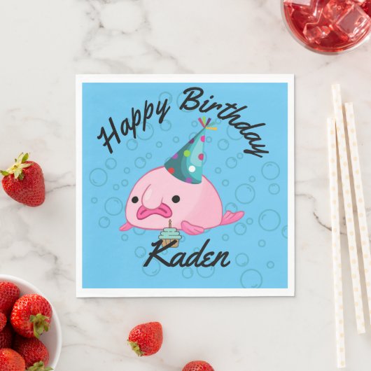 Serviette En Papier PersonnaliséParty on Birthday Blobfish Plaque papi (En situation)