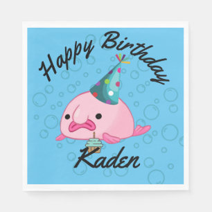 Serviette En Papier PersonnaliséParty on Birthday Blobfish Plaque papi