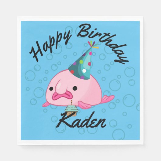 Serviette En Papier PersonnaliséParty on Birthday Blobfish Plaque papi (Devant)