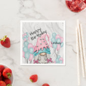 Serviette En Papier Personnaliser Anniversaire Gnome Ballons fille (En situation)
