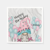 Serviette En Papier Personnaliser Anniversaire Gnome Ballons fille (Devant)
