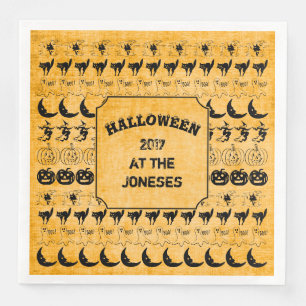 Serviette En Papier Personnaliser : Art de la police d'Halloween noir/