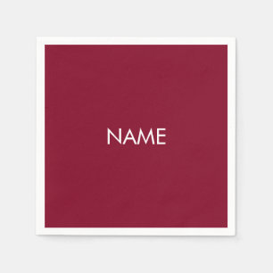 Serviette En Papier Personnaliser avec nom, texte minimaliste bordeaux