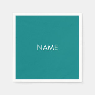 Serviette En Papier Personnaliser avec nom, texte minimaliste turquois