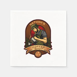 Serviette En Papier Personnaliser Barista Vintage Café Shop Business