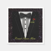 Serviette En Papier Personnaliser Black Tuxedo et Night Sky (Devant)