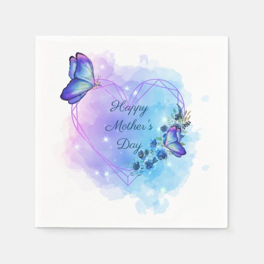 Serviette En Papier Personnaliser Bonne fête des mères papillons flora (Devant)