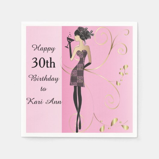 Serviette En Papier Personnaliser Classy Birthday Girl (Devant)