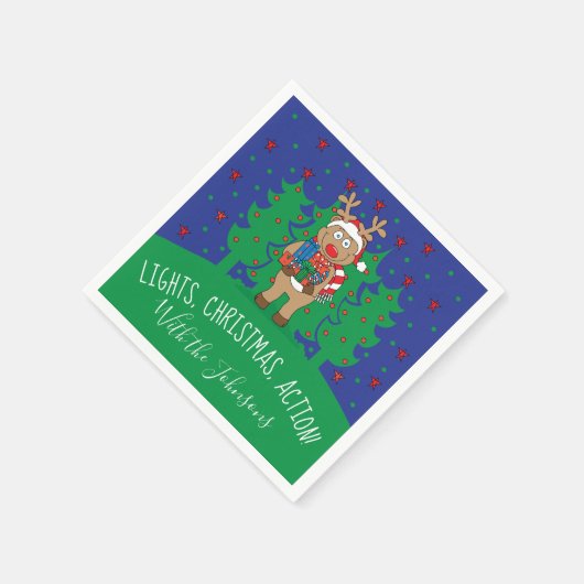 Serviette En Papier Personnaliser Cocktail de Noël Serviettes Rennes (Coin)