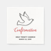 Serviette En Papier Personnaliser de confirmation Dove avec rouge (Devant)