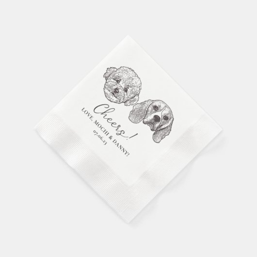 Serviette En Papier Personnaliser deux animaux Cocktail Mariage de ser (Coin)
