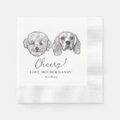 Serviette En Papier Personnaliser deux animaux Cocktail Mariage de ser (Devant)