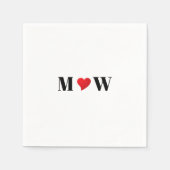 Serviette En Papier Personnaliser Deux initiales A Loves B coeur rouge (Devant)