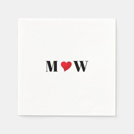 Serviette En Papier Personnaliser Deux initiales A Loves B coeur rouge (Devant)