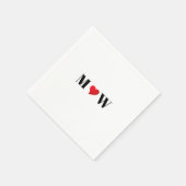 Serviette En Papier Personnaliser Deux initiales A Loves B coeur rouge (Coin)