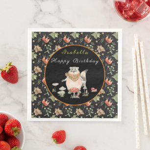 Serviette En Papier Personnaliser du raton laveur botanique Texte et c