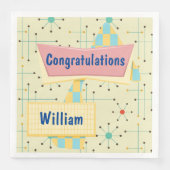 Serviette En Papier Personnaliser Félicitations Retro (Devant)