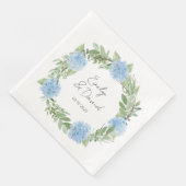 Serviette En Papier Personnaliser Hydrangea Aquarelle (Coin)